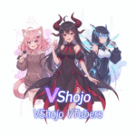 一群可愛的VTuber虛擬偶像圍繞VShojo標誌，展現活力與多樣性