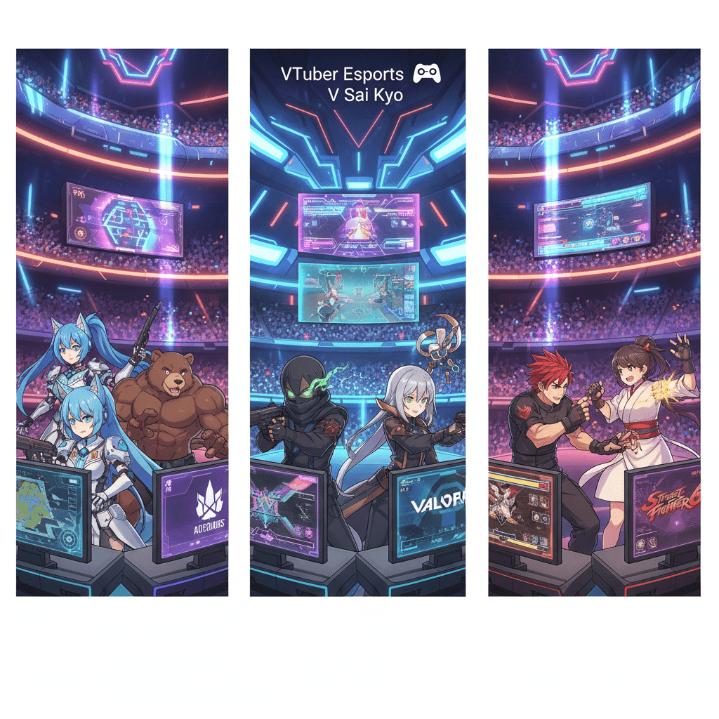 V最協決定戰主視覺圖，VTuber角色在電競舞台激戰Apex Legends等遊戲