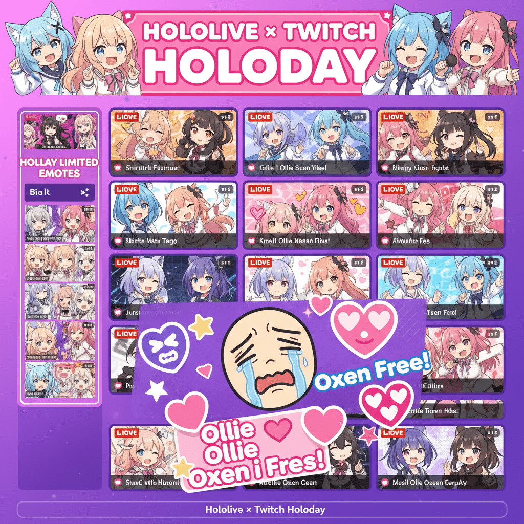 Hololive與Twitch holoday合作主圖，成員接管首頁與限定表情